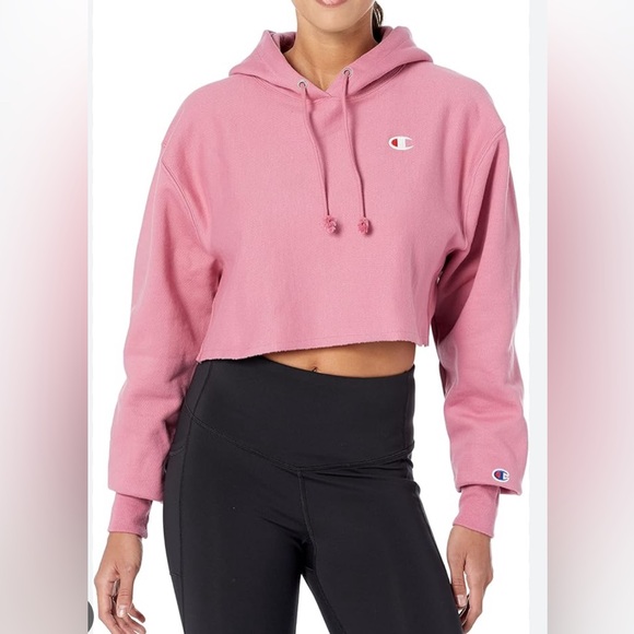 Champion Cropped Pink Hoodie🌸  Oversized. NWOT - Picture 2 of 5